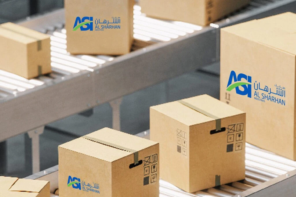 Al Sharhan Industries branded boxes moving on the production line